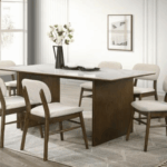 DINHD104D DK Brown Marble Top Dinette w/6 Chairs