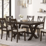 DIN8655D7P Brown 7pc Dining Set W/6 Side Chairs