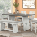 DIN9635PSET Pub Set w/ Table. Pub Bench & 4 Pub Chairs